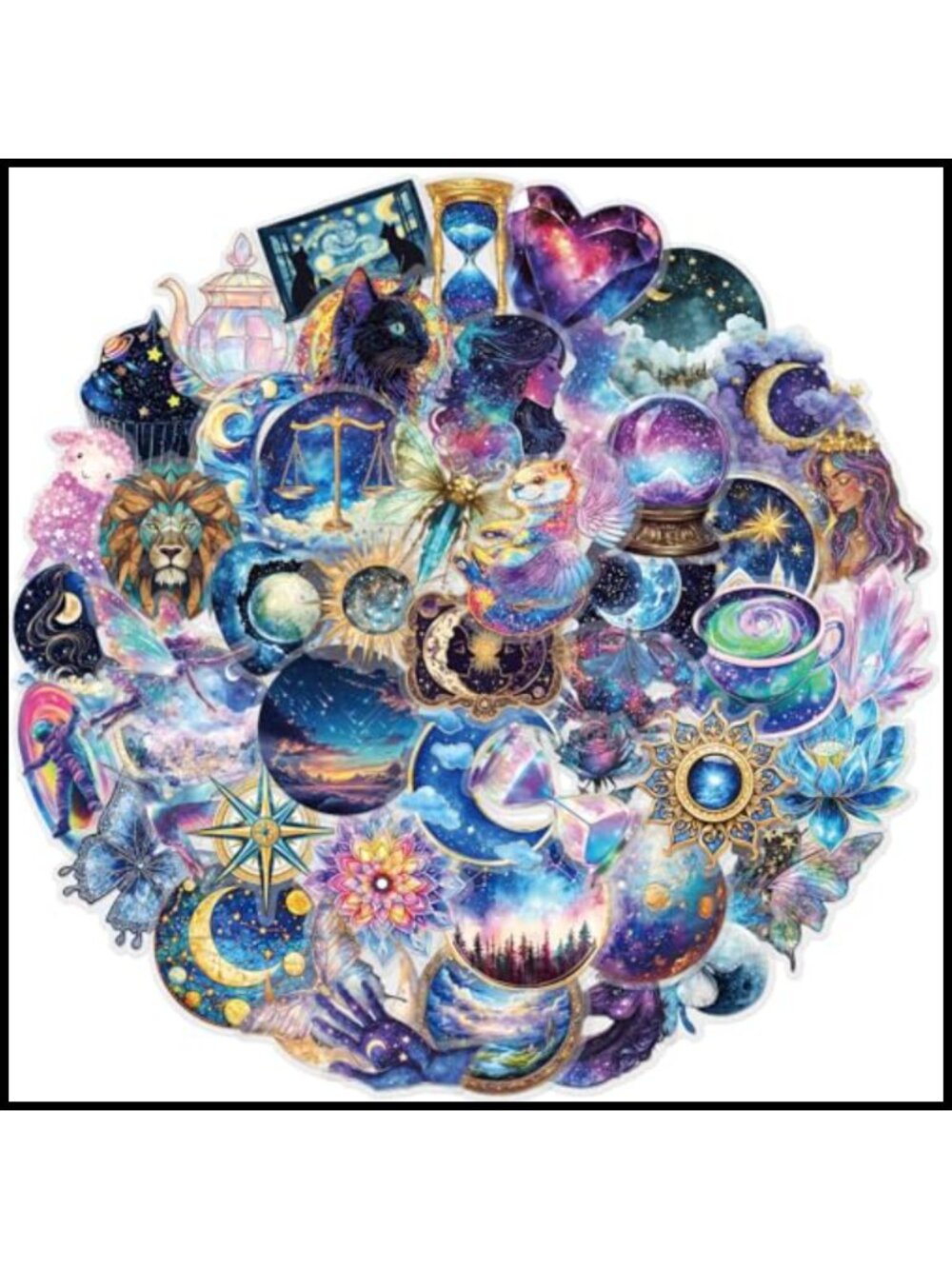 50 Pc Celestial Galaxy Stickers Waterproof PET Transparent Decals for Journal